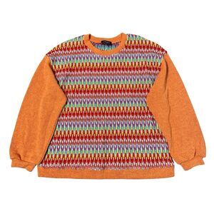 Vintage 90s Coogi Style SizeM Abstract Geometric Knit Grandma Sweater Multicolor